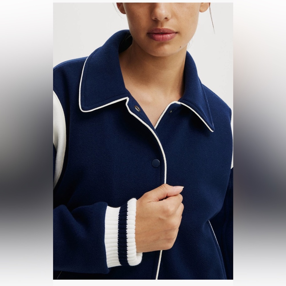 Cotton On Navy Blue and White Women's Jacket - Picture 4 of 13